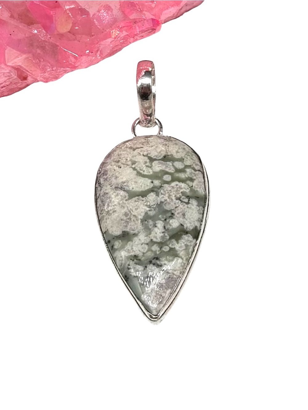 Peace Jade Necklace Pendant 925 Sterling Silver Overlay